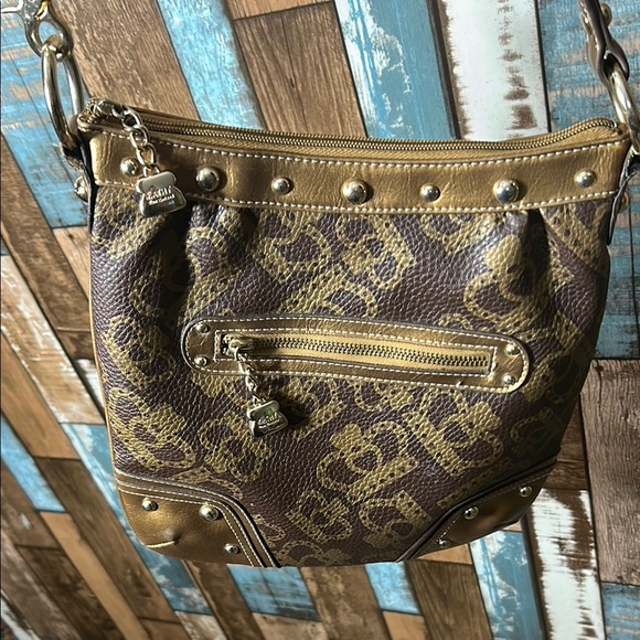 Kathy Van Zeeland Gold and Brown Designer Shoulder Bag - Picture 14 of 16